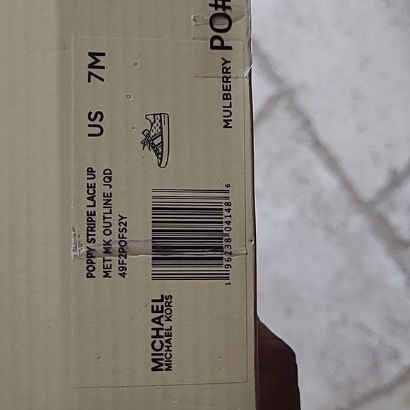 Michael Kors Poppy Stripe Lace Up Tennis Shoes Mulberry Size Various - Picture 9 of 10